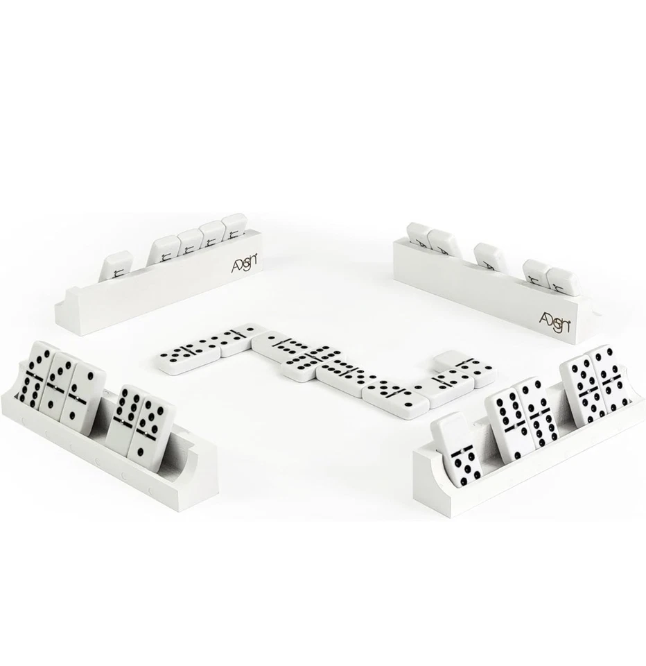 Domino Game Set of 28 | Double 6s | Multiuse Box | Trays | White Tactile Plastic - Image 2 of 4