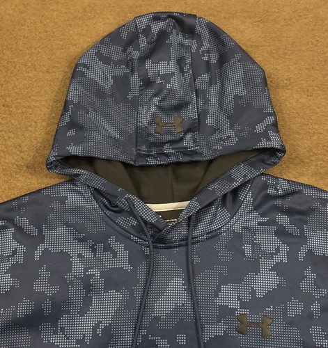 UNDER ARMOUR Mens Navy Camo Camouflage ColdGear Fleece Performance Hoodie XL