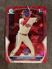 2023 1st Bowman Sapphire Justin Crawford Red 1/10  Phillies BCP-3