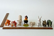 Lote de 7 Pequeños Animales de Plástico Lote de Figuras Mixtas Gatos Cerdo Hipopótamo Gallo Conejos
