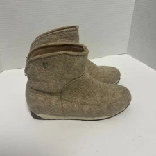 EMU Australia Harper Mini Wool Booties Tan Casual Cozy Boots Women's 7 Winter