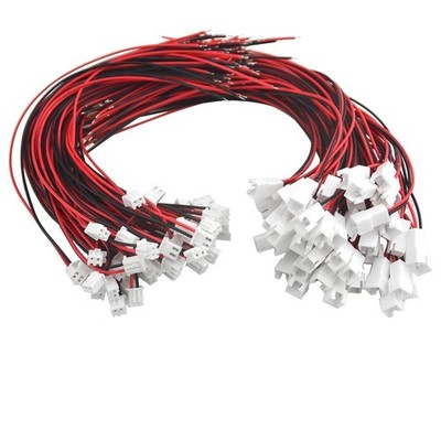 100Pcs (50Pairs) 2.54mm 2PIN Female and Male Connecting Plug with Red Black T...