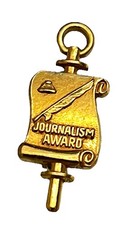 Vintage 1” Journalism Award Pin Gold Tone Quill Scroll Journalism Honor Society