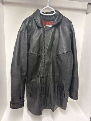 Vintage Black Leather Coat By Wilson s - Men s Size Large 3/4 Length