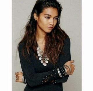 We The Free Synergy Art School Black Crochet Cuff Thermal Women’s Large