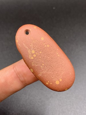 1 7/8 Inch Red And Yellow Speckled Catlinite Pendant Washington Co Mississippi