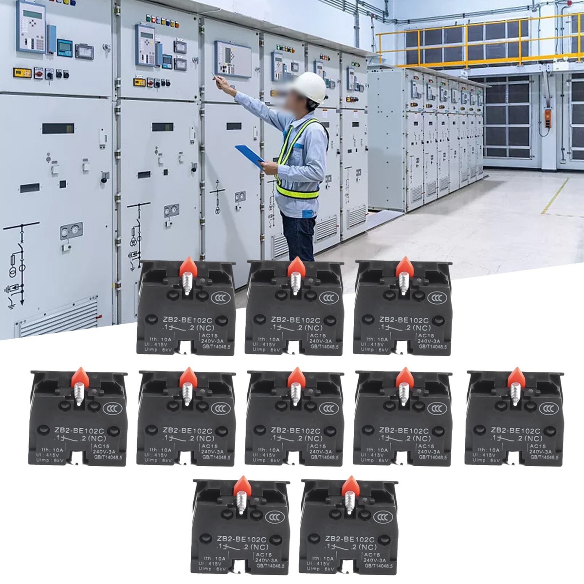 Eawfgtuw ZB2-BE102C Druckknopf-Joystick-Schalter, 10 A, 600 V, industrielle Steuerausrüstung