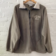 Austins Cape Cod USA Fleece Jacket Zip Front Pockets Size Large Tan Brown Mens