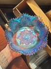 Nice Old Imperial Carnival Glass Smoke Shell Pattern Flared Bowl