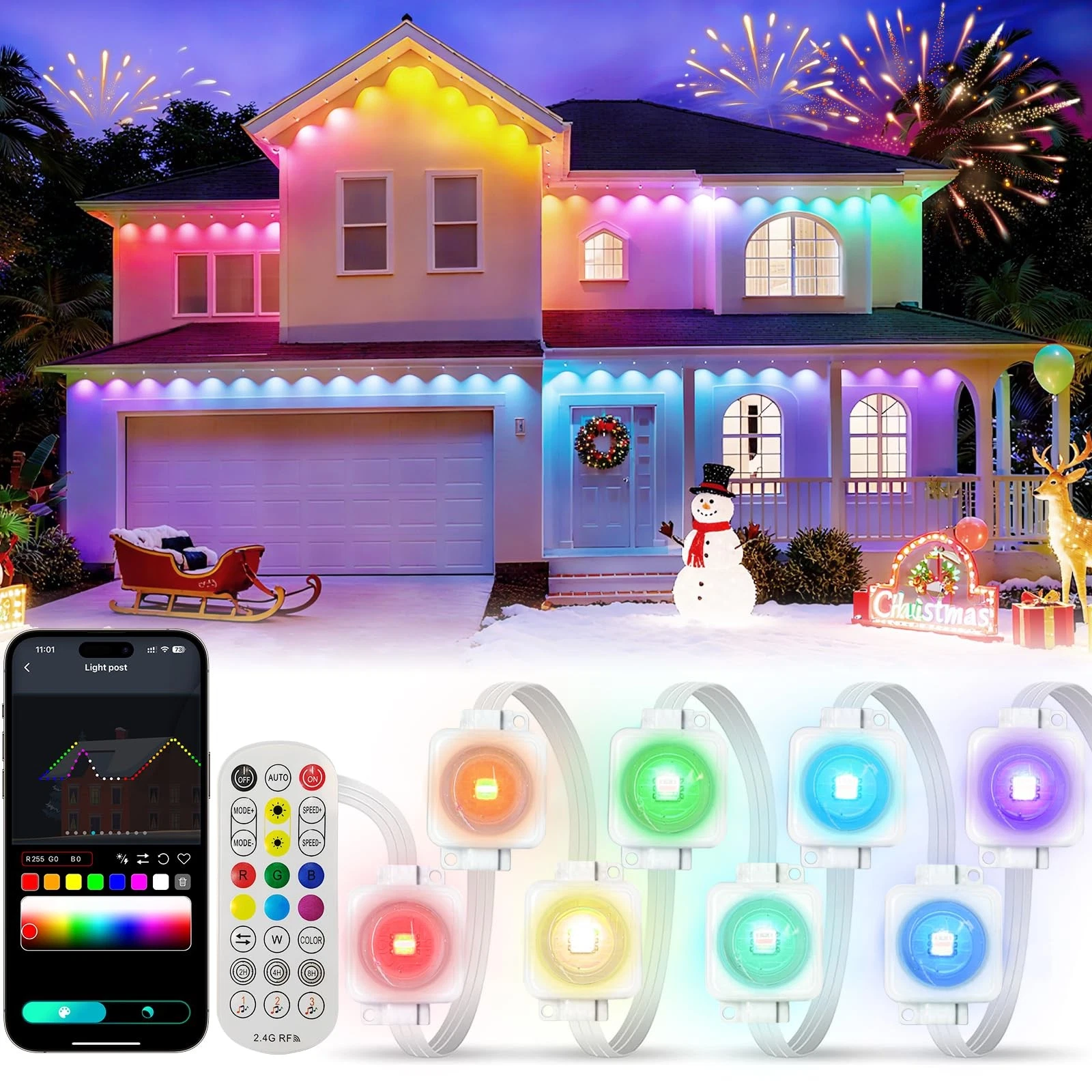 Permanent Outdoor Lights 50FT, Smart RGB+IC Eave Lights with Remote APP Contr...