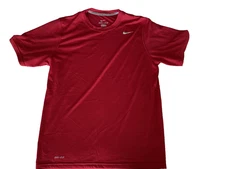 NIKE DRY FIT TEE, RED, SIZE: M, RED w/ NIKE LOGO, PRE-OWNED & FREE SHIPPING!
