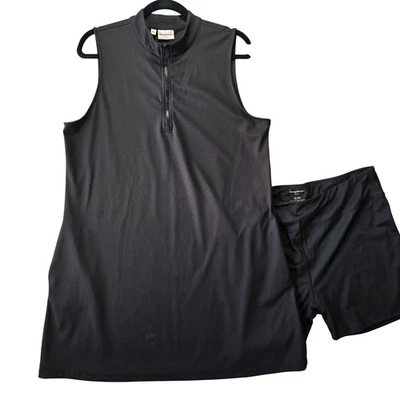 Tommy Bahama Golfkleid Damen XL schwarz Viertelreißverschluss ärmellos mit Shorts neu ohne Etikett - Bild 1 von 4