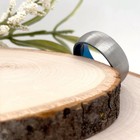 High polished Blue Tungsten 8mm Ring Silver Brushed Finish Christmas Gifts Band — photo 4