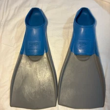 Speedo 10783 Trialon Rubber Swim Fin Gray & Blue Size M 7-8 US 40-41 EU Flippers