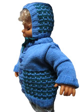 Babyset 2tlg. Jäckchen + Mütze blau petrol gemustert Gr. 80 /86