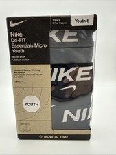 Nike Dri-Fit Essentials Youth Boxer Briefs. Small. 3-Pack Boys Breathable