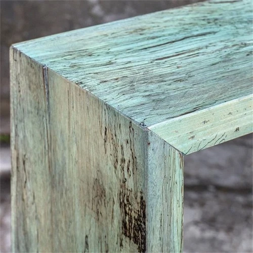Uttermost Teo Coastal Solid Wood Console Table in Caribbean Blue-Green - Picture 4 of 6