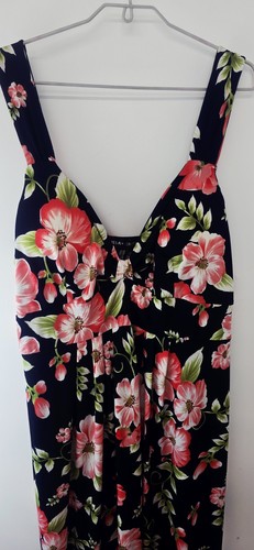Mela London Curve Floral Maxi Dress Navy Blue Mix UK 20 EU 48 - Picture 5 of 9