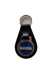 BLACK  LEATHER KEYRING/ FOB DEPICTING FORD SIERRA   RETRO LOGO WORN IMAGE