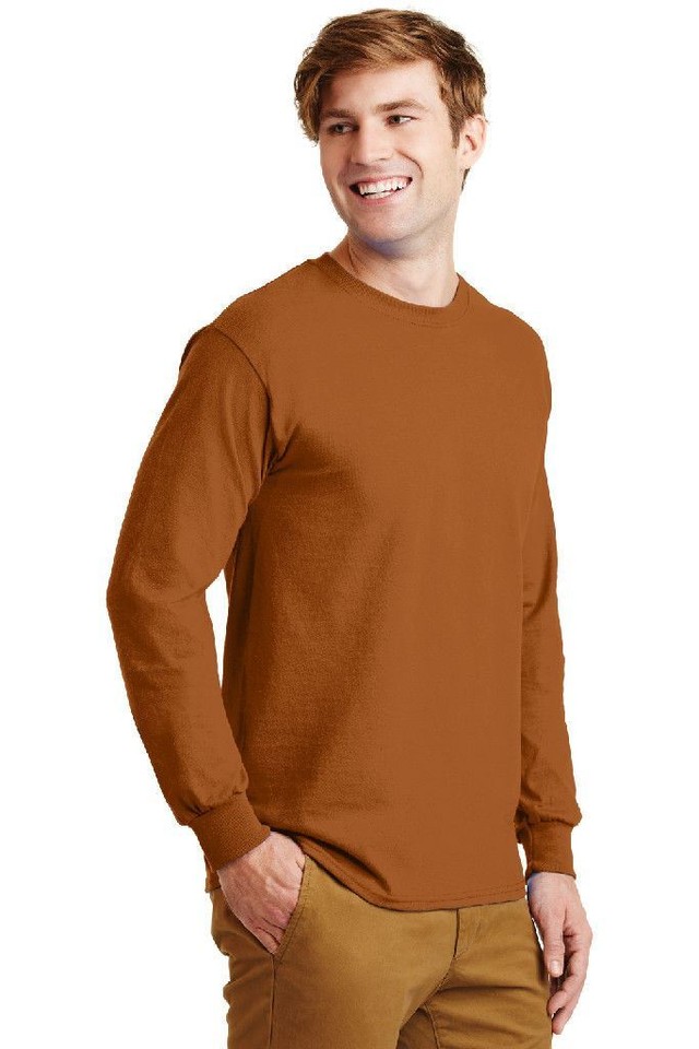 Gildan Men's Ultra Cotton Long Sleeve T-Shirt G2400 - 100% Cotton, Button Placket, Purple, Small - View #8