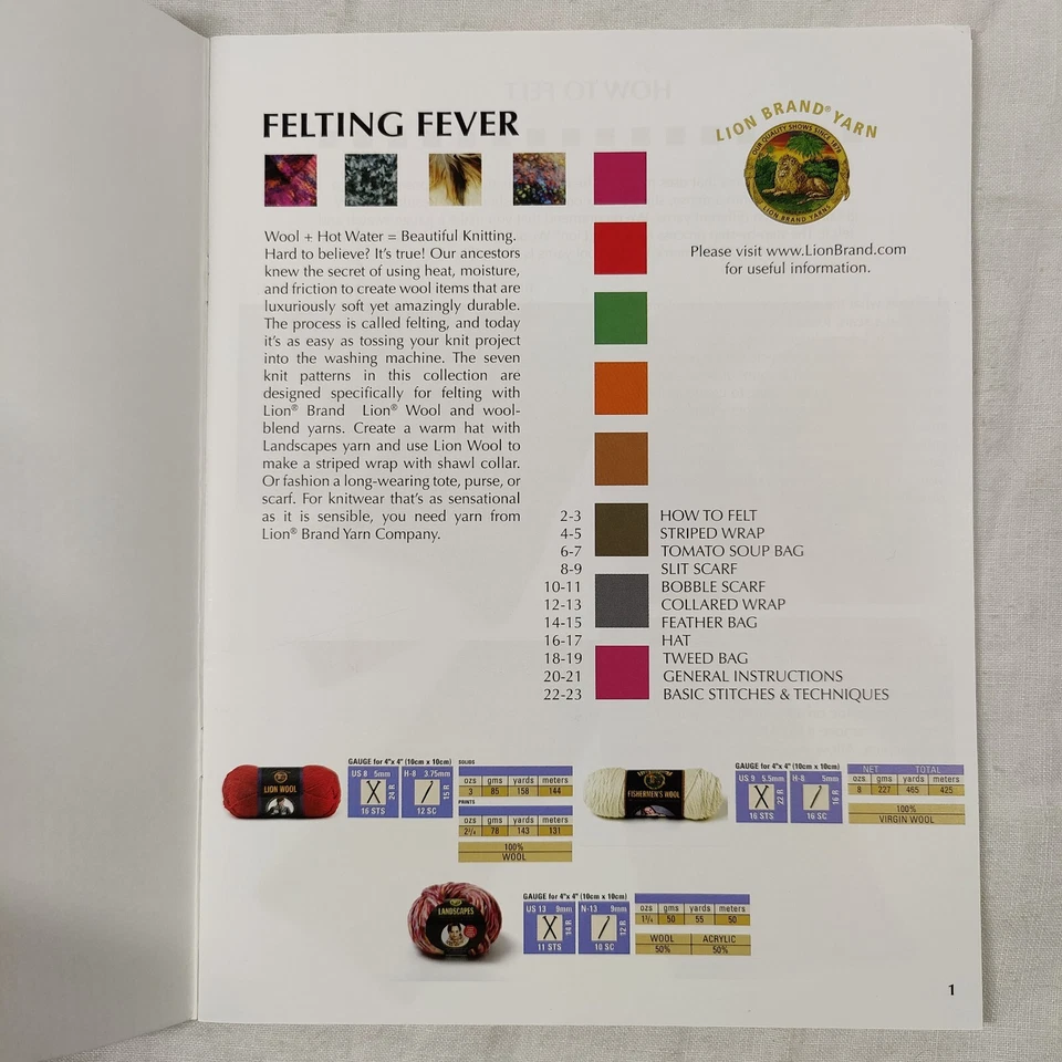 2006 Leisure Arts 4059 Yarn 8 Knit Designs Felting Fever Crochet Pattern Book - Image 3 of 4