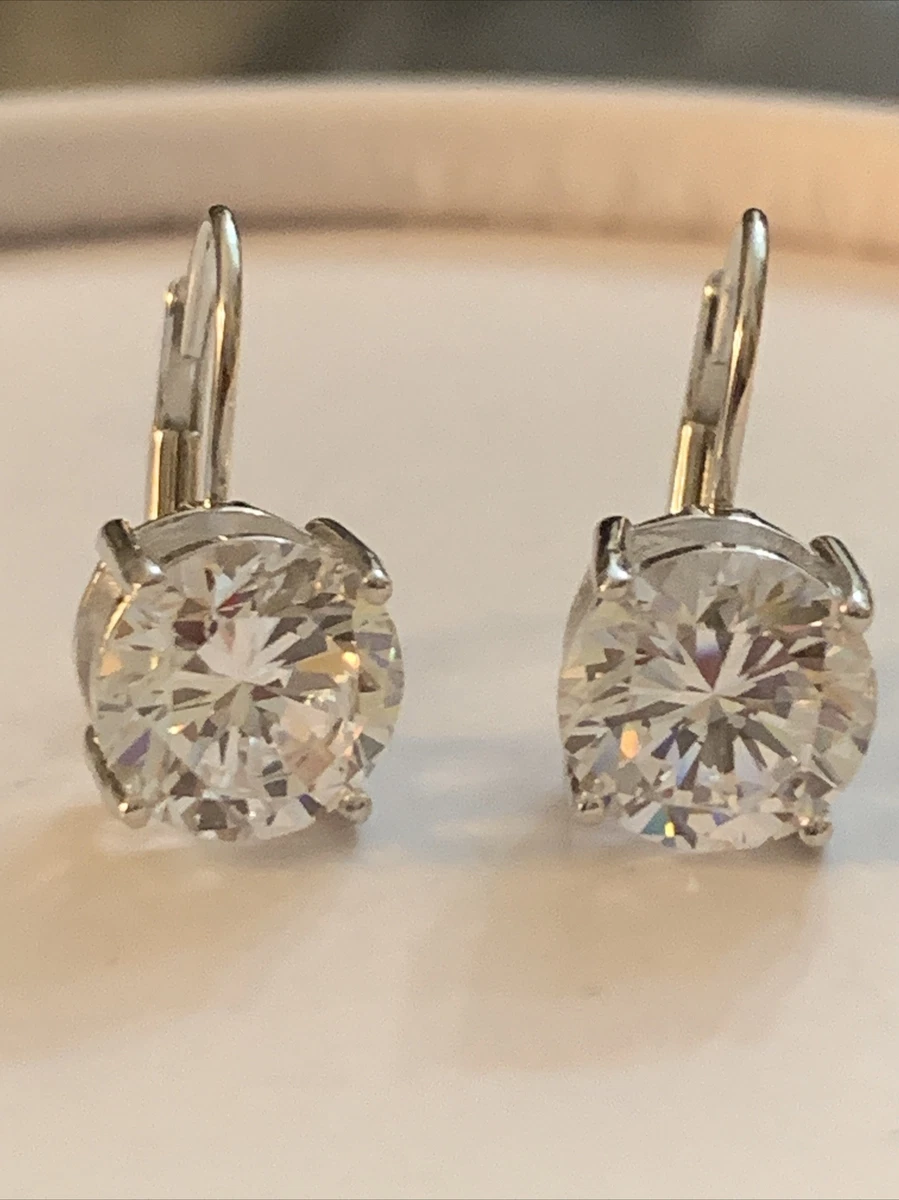 DESIGNER PAJ 925 STERLING SILVER WHITE STONE SOLITAIRE LEVERBACK