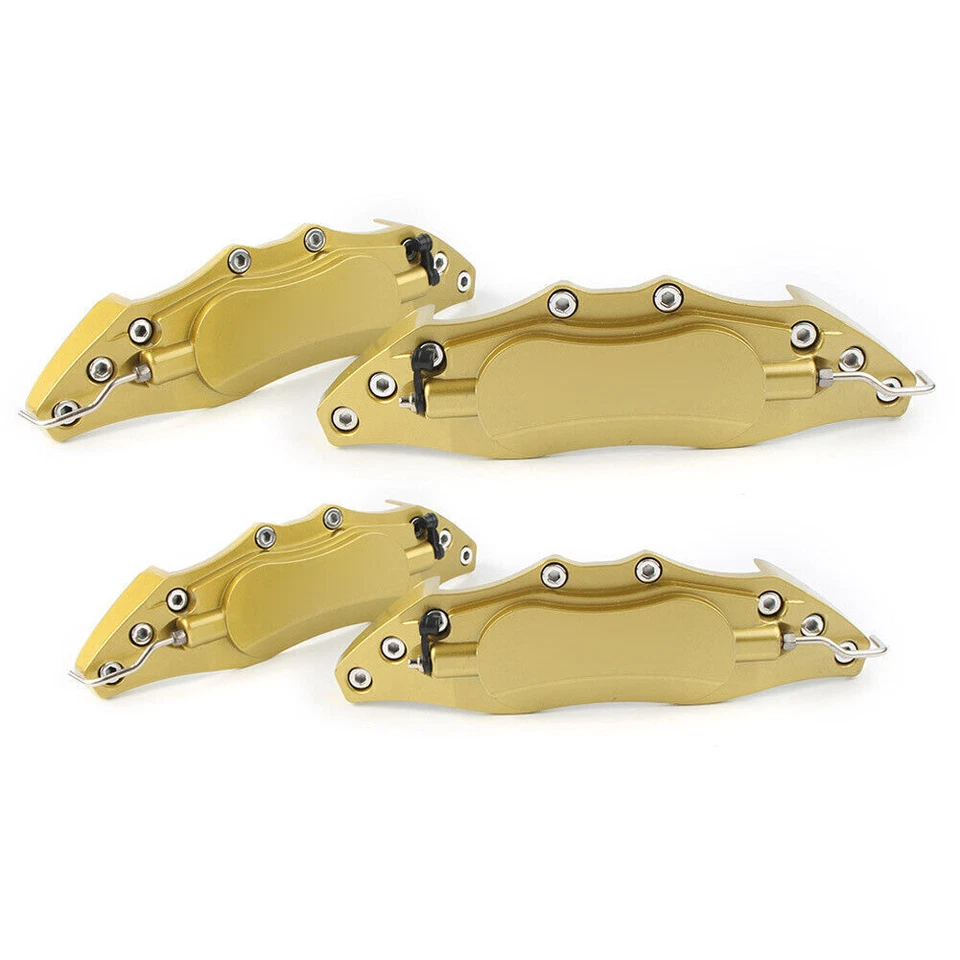 4X 3D Metal Car Brake Caliper Covers Front & Rear Large+Medium Gold Universal Foto 2 de 4