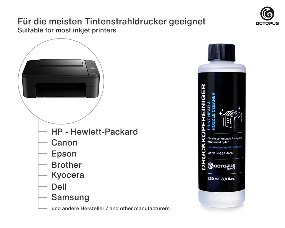 250 ml Düsenreiniger, Druckkopfreiniger passt f. HP Canon Epson Brother Lexmark - Bild 3 von 4