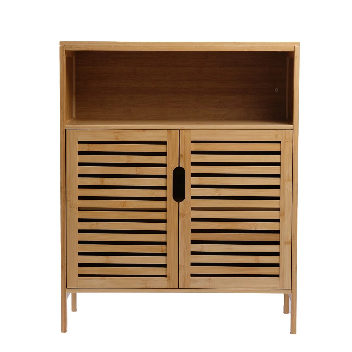 Armario de baño bambú estante de baño armario de baño con 3 estantes 81x65x31cm