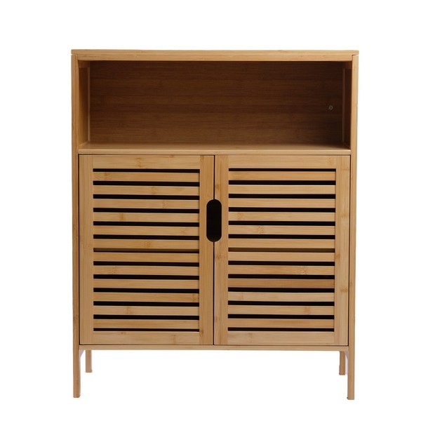 Badezimmerschrank Bambus Badregal Badschrank Mit 3 Ablagen 81X65X31Cm-image