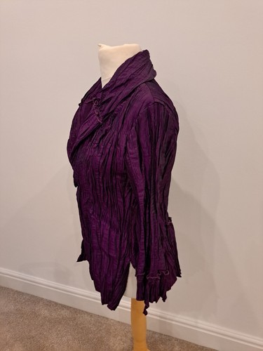 Vintage Bromley Sport Size 16 Purple Artist Crinkle Irredesent Blazer Jacket - Picture 5 of 10