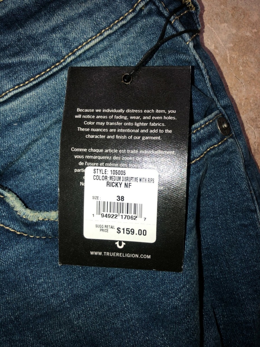 Mens True Religion Ricky NF Relaxed Straight Denim Jeans 105005 Sz