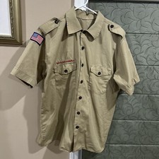 Boy Scout BSA UNIFORM SHIRT Mens Medium Short Sleeve Tan G71