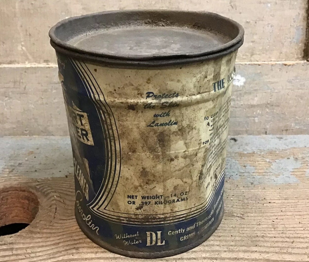 Vintage D L Handi - Cleaner W / Lanolin Tin Can 14oz. Empty