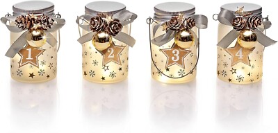 LED-Leuchten aus Glas, 4er-Set, Ø 5 cm, Deko-Licht Weihnachten Dekoration Advent