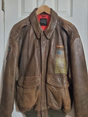 Blouson Avirex Flying Tiger 1987 – Cuir Et Nylon – Taille L – Style Bomber Années 80