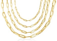 14k Yellow Gold Paperclip Necklace - Paper Clip Necklace - Fancy Gold Necklace