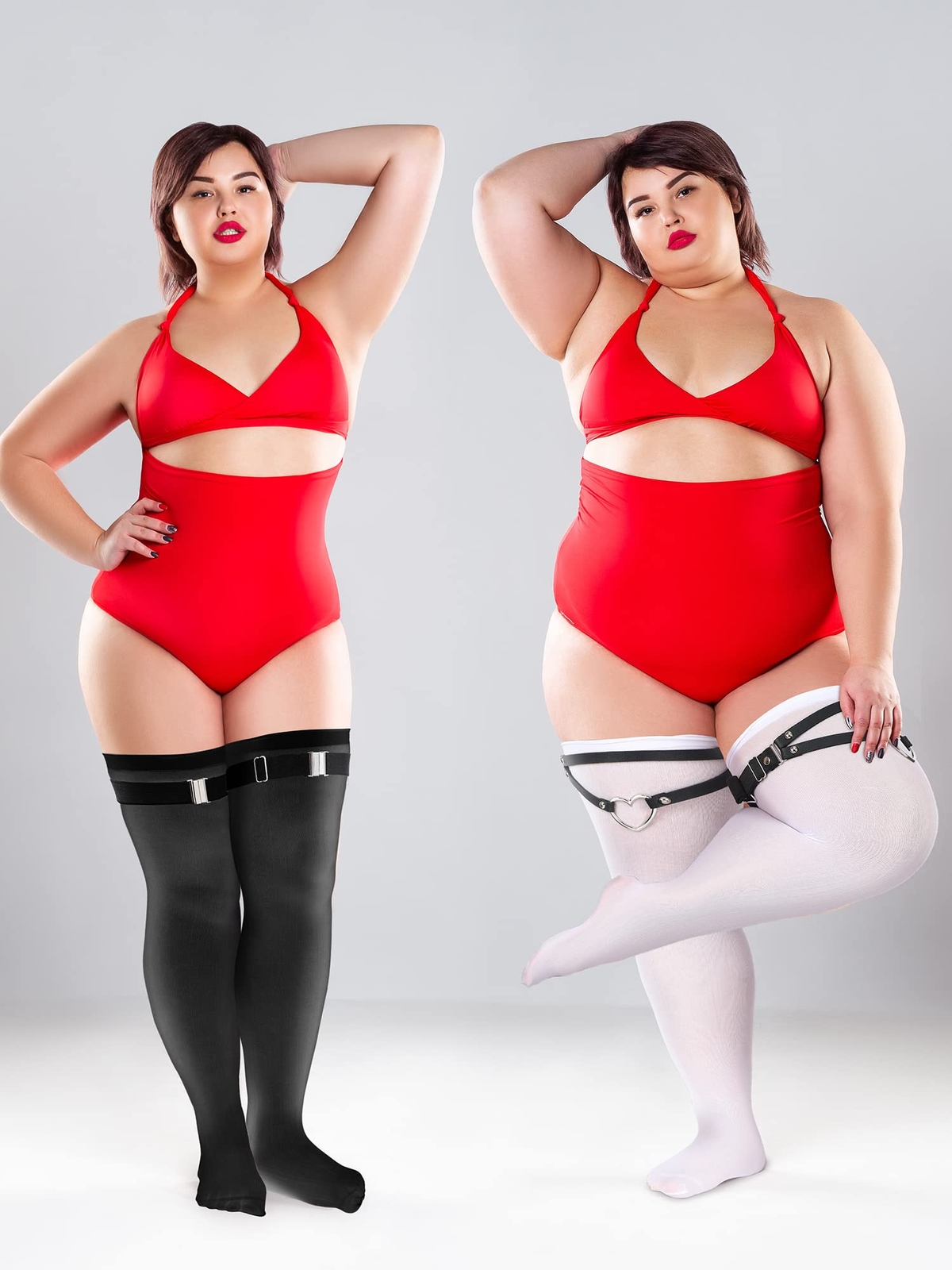 2 Pairs Plus Size Thigh Adjustable High Elastic Garter Belt Leather Women's G… - Terre di Toscana