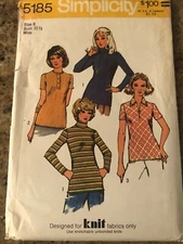 🦋 1972 SIMPLICITY #5185 - LADIES TURTLENECK-POLO SHIRT PATTERN  8 / 14 / 16  FF