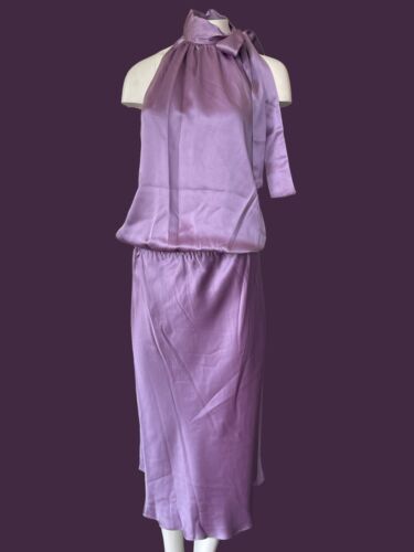 Lynn Lugo Women's Casual formal Halter Long Cocktail Dress 100% Silk Made In USA - Picture 3 of 6
