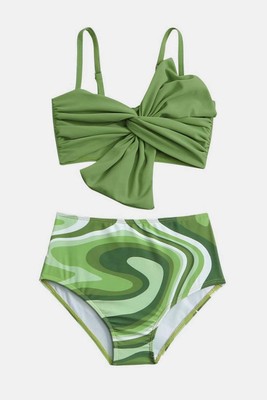 KRE Prime Girls Twisted Spaghetti Strap Two-Piece Swim Set