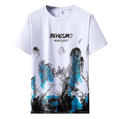 Men's Short Sleeve Shirt Sports Fashion Tee Training Baggy