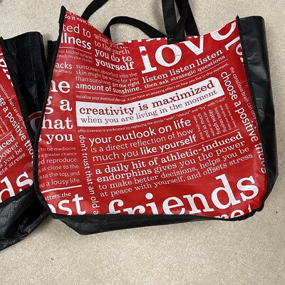 lululemon bag quotes Lot of 2 Lululemon Reusable Tote Bags Manifesto Quotes Medium 16x14x6