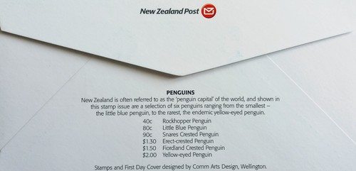 New Zealand Stamps, First day cover, Penguins, dated 7/11/2001 - Picture 2 of 2