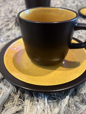 5 VINTAGE MIKASA TERRA STONE Saffron Cup And Saucer 7126