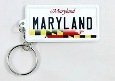 Maryland License Plate Aluminum Ultra-Slim Souvenir Keychain 2.5"x1.25"x0.06"