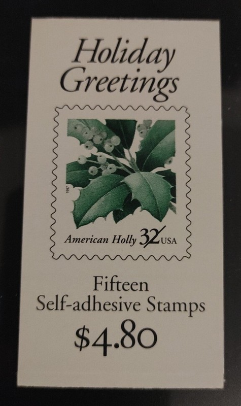 US Stamps SC #BK264 32¢ Holly $4.80 complete booklet . MNH. Free Shipping!