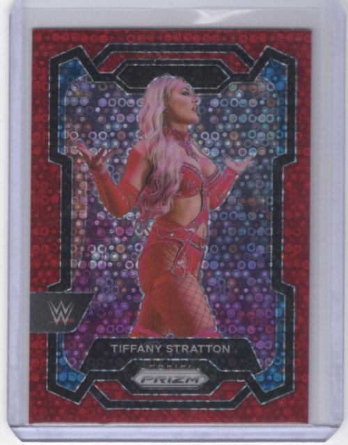2024 Panini Prizm WWE Prizms Under Card Red #115 Tiffany Stratton /99