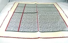 100% Silk Made in Italy 16.5" Sq. Scarf Blue Herringbone Red & Green Lines  NEW