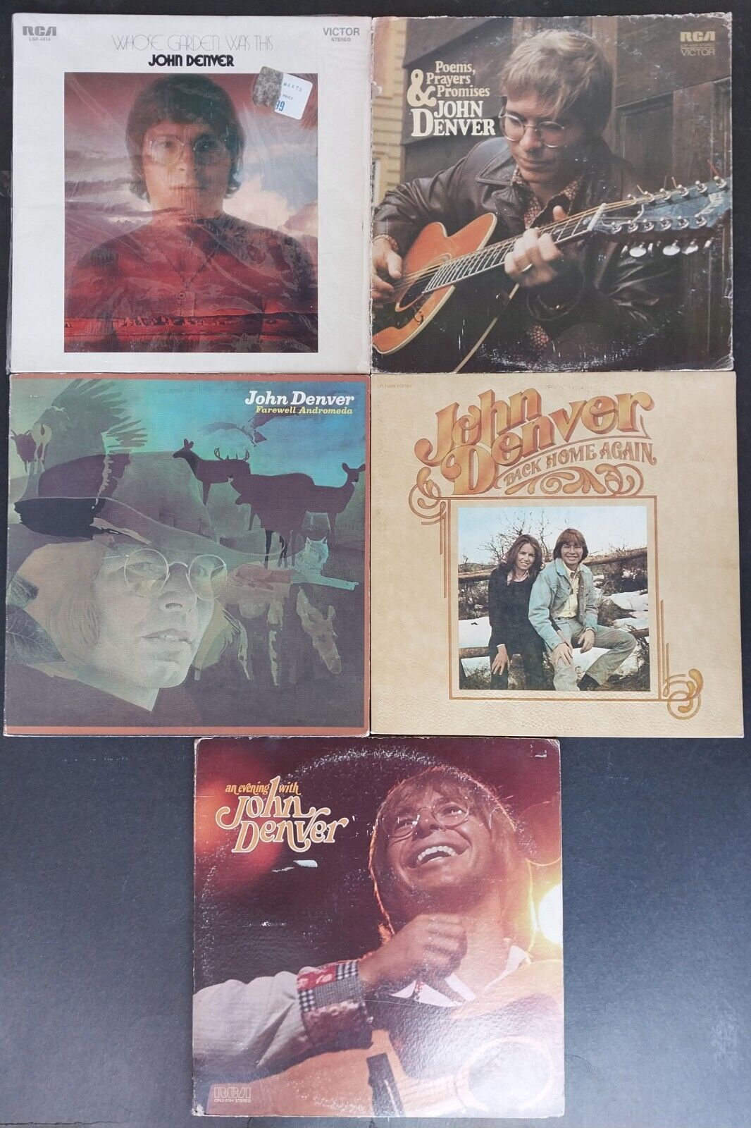 Lot of 5 JOHN DENVER Vinyl LP Record Albums ~ '70, '71, '73, '74, '75 All VG+/EX